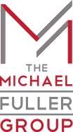 A dimensional letter M in colors grey and red, with the words The Michael Fuller Group under it.